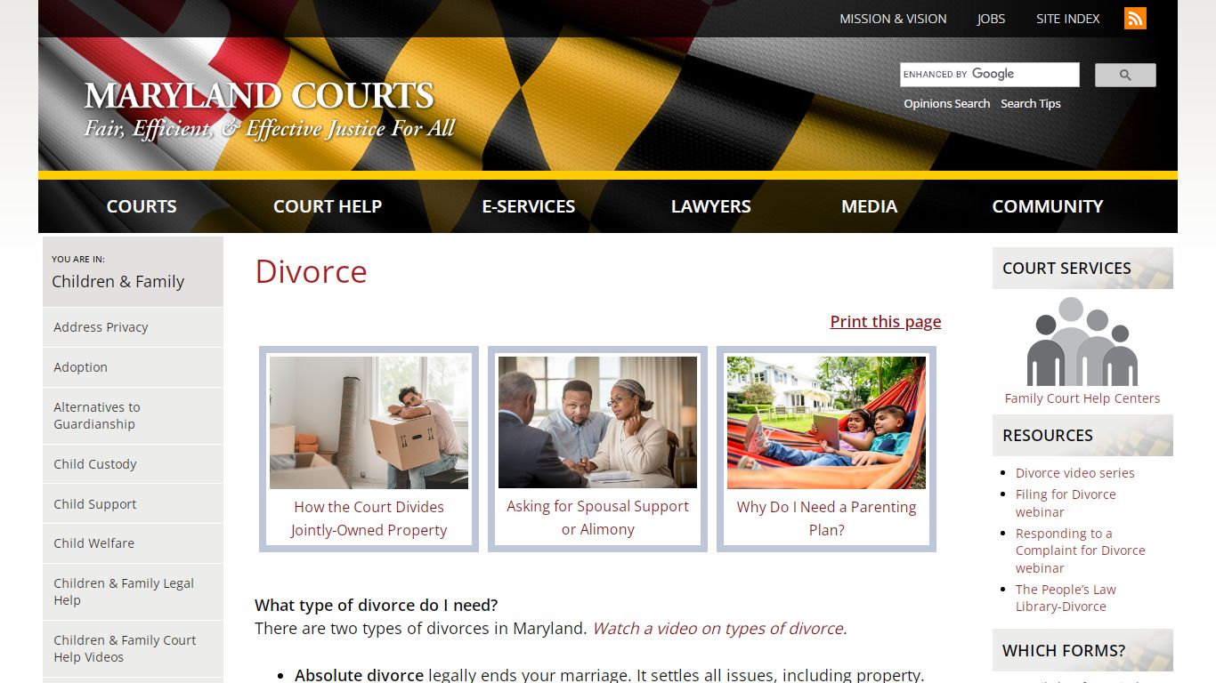 Divorce | Maryland Courts